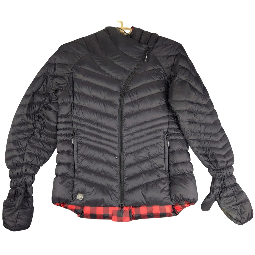 Heim-made Lumberjack Womens XXL Black Down Puffer Jacket Lining Mittens Hood